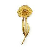 Vintage Carnation Flower Brooch Pearl Gold Plated Signed RSK Textured Floral Pin