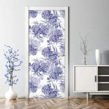 Blue Peonies flower Adhesive Door sticker Watercolour abstract painting adhesive