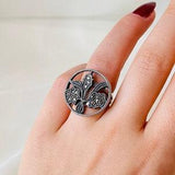 Orchid Floral Ring Sterling Silver, Dainty Flower Ring, Vintage Marcasite Ring, Nature Inspired, Cottagecore, Gift for Her, Fairycore Ring
