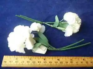 Vintage Millinery Flower White Satiny Carnation pr #P4  So Pretty!