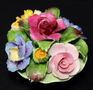 VINTAGE Denton Bone China ENGLAND Flower Basket, Roses Anemones Carnation EPOC