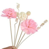 6Pcs Pink Carnation Flower Spiral Ball Rattan Sticks Refill Diffuser Home Decor