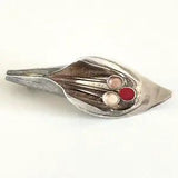Vintage 925 Sterling Silver 3D Calla Lily Flower Inlay Brooch Pin 2.5"