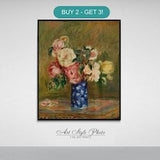 Pierre-Auguste Renoir's Bouquet of Roses. Renoir prints on art paper, canvas, framed canvas. New in the USA, Canada, UK.