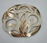 Brass Calla Lily Enamel Footed Trivet Plant Stand 8" x 9.5" Made in Japan
