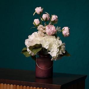 The Lady | Luxury Real Touch Floral Arrangement Pink Artificial Roses Centerpiece in Vase for Table Decor Flower Gift Women Anniversary Gift