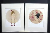 Erte 1987 CARNATIONS and ROSES - Pair of Matted Art Deco FLOWERS Fashion Prints