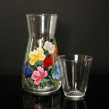 roses, bedside water carafe, bouquet of roses, hand painted