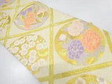6246690: JAPANESE KIMONO / VINTAGE FUKURO OBI / WOVEN PEONY & UME BLOSSOM