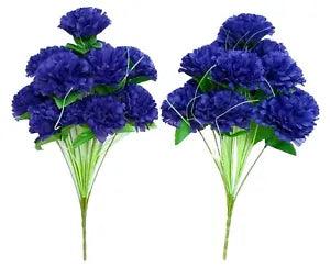 (2pcs) Purple Carnation 18" Bushes Silk Flower Indoor Outdoor All Season BP#2216