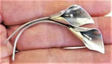 VTG Large Stuart Nye Sterling Silver 925 Brooch Pin Calla Lily Modernist 2 1/4"