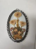 Lasting Impressions Real Pressed Flowers in Glass w/Oval Metal Frame Silver