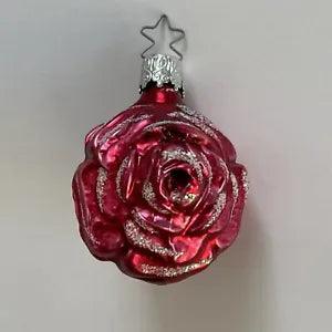 Inge Glas Carnation Rose Flower Glass Ornament Red Magenta Vintage W Germany