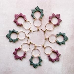 Sunflower Gold Hoop Earrings | Clay Sunflower Earrings, Fall Accessories, Handmade Jewelry, Fall Gold Hoops, Flower Earrings
