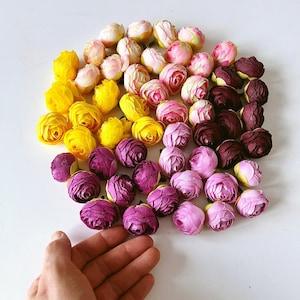 9 piece ranunculus flower bud set for DIY, Artificial silk flowers, ranunculus head set, 3.3cm/1.3 inches diameter