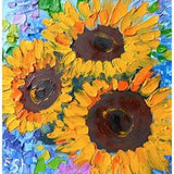 Sunflowers painting Original art Small impasto painting 6/6 inches by GreatElvPainting