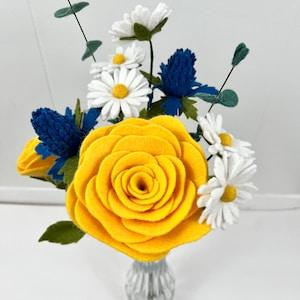 Yellow and blue felt wildflower bouquet