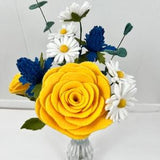 Yellow and blue felt wildflower bouquet