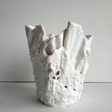 Unique modern white vase. Large handmade orchid pot. Tall sculptural planter.