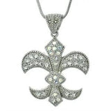 Fleur De Lis Necklace Made With Swarovski Crystal Iris Lily Flower 18" Chain