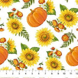 Sunshine Harvest by Northcott, 100 % Cotton, 42 inches wide, Autumn Fabric Pumpkins and Sunflowers, 25457-10
