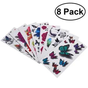 ULTNICE 8 Sheets Temporary Rose Peony Flower Phoenix 3D Flash Easy to