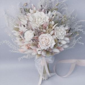 Bridal Bouquet Preserved and Dried flowers, Wedding Bouquet, Bridesmaids Bouquet, Blush dried flowers, Preserved flower, Boutonniere, Bridal