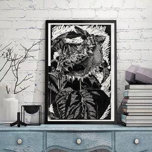 Sunflower -Reijer Stolk,Home Office Decor,Fine art Poster, Minimalism ,Giclee Print,Vintage illustrations Wall Art,Custom size available