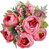 1 Pack Artificial Peony Fake Flowers Silk Peonies Flowers Vintage Light Red