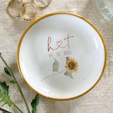 Personalized Sunflower Ring Dish ? Perfect Engagement or Wedding Gift for Couple ? Custom Initials Date ? Botanical Dainty Jewelry Dish