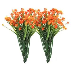Artificial Flower Heads, Plastic Mini Peony Hydrangea Orange Red Faux 6Pcs