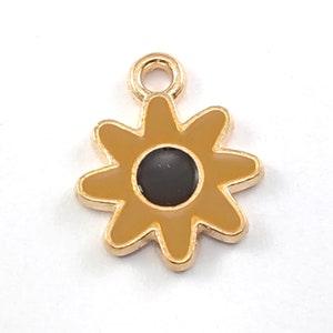5/10Pcs Enamel Sunflower Jewelry Making Pendant Charms, Bulk Pack CHA1687