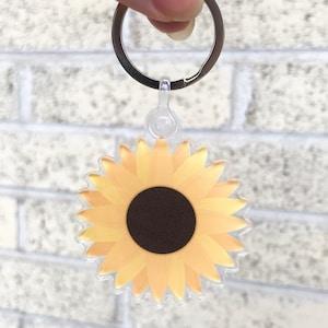 Sunflower Acrylic Keychain | Bright & Sunny Keyring Accessory | Stainless Steel Keyring | Full Colour Keychain