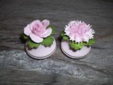 Vintage Denton Dainty England Pink Rose & Carnation Flower Salt Pepper Shaker