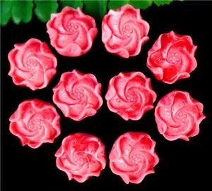 10Pcs 19x11mm Deep Pink Tridacna Carved Peony Flower Pendant Bead Craft  EE3734
