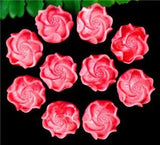 10Pcs 19x11mm Deep Pink Tridacna Carved Peony Flower Pendant Bead Craft  EE3734