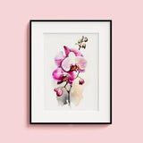 Pink Orchid Watercolor Flower Painting Poster Living Room Wall Art Bedroom Decor Printable Wall Art Gift Flower Lover Nursery Room Decor