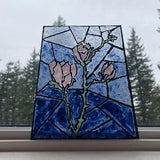 Pink Flower Suncatcher Flower Bouquet Stain Glass Flower Pattern Stain Glass Painting Stained Glass Panel Custom Stained Glass Wildflower