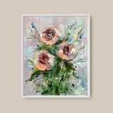 Roses Painting Bouquet Original Art Flowers Wall Art Farmhouse Artwork 9 x 12 inch Impasto Oil Painting by Alexandra Jagoda