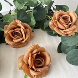 Artificial Silk Roses Toffee Silk Rose Only Brown Flowers Head for Wedding Bouquets Centerpiece Decor