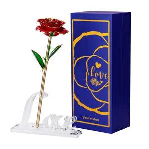24K Gold Dipped Forever Rose /w Love Stand in Box Gifts for Christmas Valentine