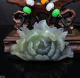 NEW LISTING100% Natural Hand-carved Jade Pendant Jadeite Necklace peony flower 231i