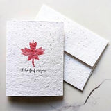Watercolor leaf on plantable seed paper or watercolor white paper, I beleaf in you, love valentine card, funny pun, encouragement card