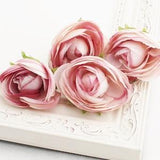 4 Variegated Blush Pink Ranunculus | DIY Wedding Crown | Millinery Flowers for Hats | Artificial Ranunculus Flowers | Blue Hutch RN504