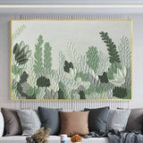 Original Nature Plants oil Painting on Canvas Abstract Green Acrylic Painting Modern Art Living Room Home Decor Large Wall Art Custom Gift