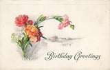 Birthday Greeting Postcard Carnation Flowers Colorful Posted 1917 Embossed