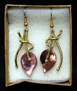 Chris Anderson Trinidad Artisan Copper & Brass Lily Earrings : Boxed - Excellent