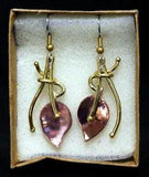 Chris Anderson Trinidad Artisan Copper & Brass Lily Earrings : Boxed - Excellent