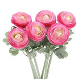 Artificial Ranunculus Flowers, 6 Stems Faux Permanent Flower Floral, Dark Pink
