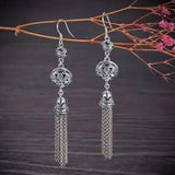Peony Flower Sterling Silver Earring - Women Long Drop Elegant Earrings 1pair